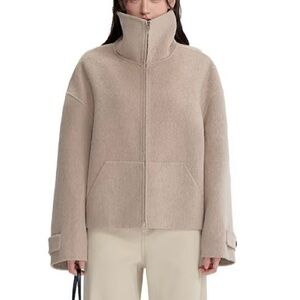 Beige Wool Outerwear – Minimal Oversized Style